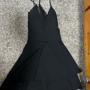 Macy's Black Lace Trim Mini Dress